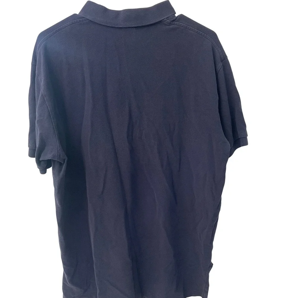 Polo Ralph Lauren Mens Large Navy Blue Short Sleeve Pique Cotton Polo Shirt Logo